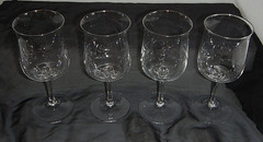 4 Lenox Wildflower 6.25 Crystal Wine Glasses, Platinum Trim-Beauty & Perfection