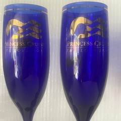 Vintage Libbey Cobalt Blue Glass Champagne Flutes Barware, Set of 4