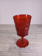 Vtg L.G. WRIGHT GLASS «STRAWBERRY & CURRANT RUBY» RED WATER GOBLET 6-1/2″