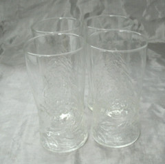 Vtg Arcoroc HOLLY TREE Christmas Set of 4~5-7/8″ Flat Tumblers 16 oz France EC 1