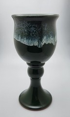 2017 Carolina Renaissance Festival Handmade Pottery Drip Glaze Goblet Green