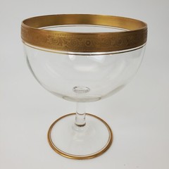 Set of 4 Italian Crystal w/Gold Encrusted Swag Rim Dessert Glasses 5.5″H X 4.5″W