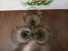 MID CENTURY ORREFORS RHAPSODY SMOKE PALMQVIST SET OF 3 WATER GOBLETS 7 1/8″