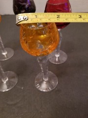 Vintage Bohemian Czech Cut To Clear Crystal Goblets Set OF- 5. 5.5″tall
