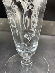 Rose Iced Tea Glasses Etched Flowers Vintage Set of 2