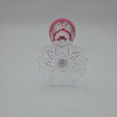 Vintage Val St. Lambert Verrept Cranberry Pink Cut To Clear Crystal Wine Glass