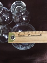 Four 3″ Etched Palm Tree & Sail Boat Hollow Stem Crystal Whiskey 4 oz. Glasses