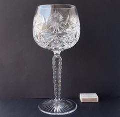 Xxl Glass Foot Cup Trophy Hand-Cut Val St. Lambert Around 1900 M923