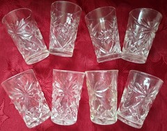 Set of 8 Vintage Anchor Hocking Prescut Clear Glass 4″ Juice Glasses