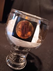 Vintage Federal Cera Black Gold Coin Glass Goblet Highball Beer 5.5” 16oz