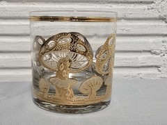 Culver Ltd 22k Gold Mushroom Lowball Cocktail Glass Vtg Mid Century MCM Signed