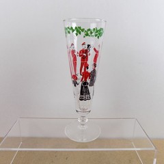 8 Libbey Glass Gay 90’s Pilsner Glasses Band Players MCM 8.5″ Tall VGC