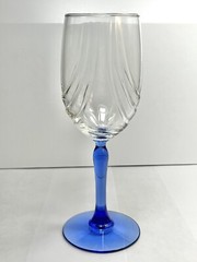 Set of 2 Vintage Arby’s Libbey Crystal Blue Optic Drape Water Goblets Wine Glass