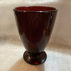 Ruby Red Glass Footed Goblet 4 1/2” Tall
