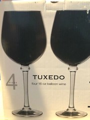 Set of 4 Circleware Tuxedo 16oz Balloon Wine Glasses with Black Bowl NIB