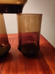 Libbey Tawny Accent Tumblers Set Vintage Smoke Brown Retro Glassware Lot Of 7