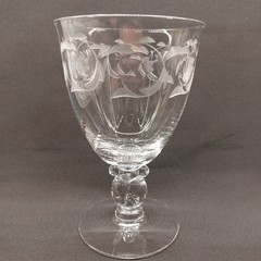 Heisey Lariat Water Goblet with Moonglo Etching Produced 1942-1956