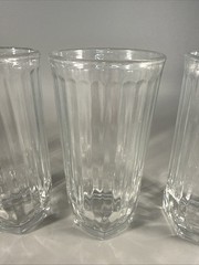 Set Of 4 Libbey Crisa Vertical Ribbed Clear Glass 5” Tumblers 8 Oz Juice