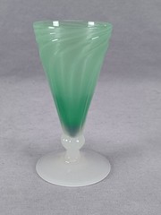 Stevens & Williams Wrythen Fluted Green Alabaster Dwarf Ale Glass Circa 1910