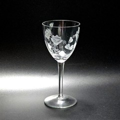 Toscany Frosted Floral Wine Glass 6.5″ etched flower vintage decorative