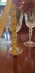 Crystal Cut Stemmed Wine Glasses Set Of 3 Excellent Condition 8”