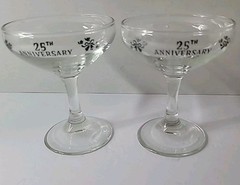VTG 25th Wedding Anniversary Coupe Champagne Glasses -SET OF 2