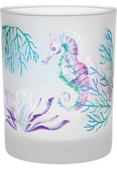 CULVER Set of 2 SEAHORSE Frosted 13.5 oz Double OLD FASHION Glasses DOF