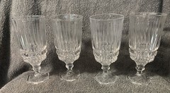 Elegant Vintage Cut Crystal Wine Glasses Beveled Water Goblet Hexagon Shape Foot