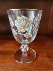 Vintage Libbey Rose Bouquet Water Goblets 5 1/2″ Set of 4