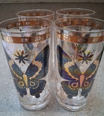 4 MSM CERA Iridescent BUTTERFLY highball glasses/tumblers Mint Condition Lot#1