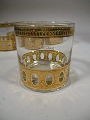 6 Vtg Culver Antigua 22K Gold 2.75″ Juice Shot Sherbert Dessert Glass Glasses