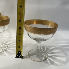 4 Tiffin Franciscan Melrose Champagne Margarhitta Glasses Gold Encrusted Rim
