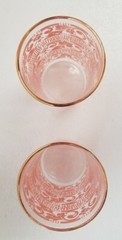 2 VINTAGE 1950’s Chantilly Pink 22K Gold rim Drinking Glasses ~Anchor Hocking