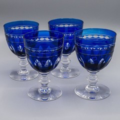 Val St Lambert Kent York Cobalt Water Goblet Glasses Set of 4 – 5 1/2″