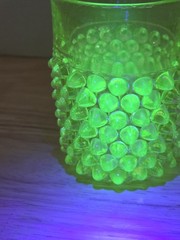 Fenton #3945 Topaz Opalescent Hobnail Uranium Juice Tumblers Set of 3