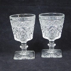 Set of 2 Imperial Cape Cod Wine Glass Wafer Stem 3.875″ Pressed Vintage Clear