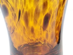 Vtg? Pair Hand Blown Glasses Splatter Swirled Tumblers Tortoise Shell Brown MCM?