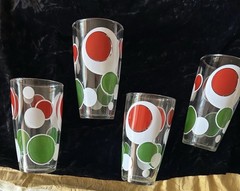 Vintage Hazel Atlas Polka Dot Tumblers Set of 4 Jumbo 20oz Glasses MCM 1950s HA