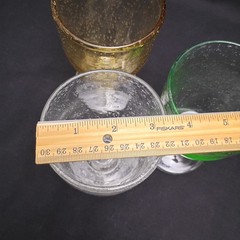Tag LTD Bubble Blown Glass Water Goblets Green Amber Clear 6 In Tall Set of 3