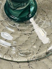 Pair of Heavy Hand Blown Cordial Glasses Swirl Ribbon Stem. Excellent Condition.