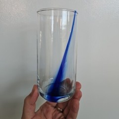 Libbey Glass Crisa Cobalt Blue Ribbon Swirl Tall Tumbler Rocks