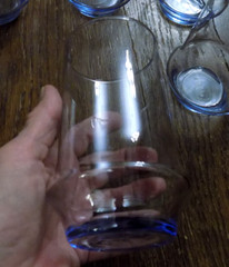 MCM Vtg Set Lot of 6 Libbey IMPROMPTU Azure Blue Glasses Drink Bulb bottom 12 oz