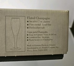 6 Fluted Lead Free Crystal Champagne Glasses Flutes Germany 8″