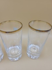 Mikasa Gold Crystal Highball or Water Glasses 5 1/2″ Set of 4 New In Box See Dis