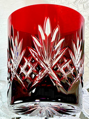Ajka Cut to Clear Glass Faberge Odessa Set of 4 Whiskey Tumblers Old Fashioned
