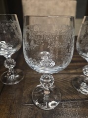 Set Of 4 Vintage Bohemia Crystal «Cascade» Wine Glasses 5 3/4″ Tall – CZECH (B)