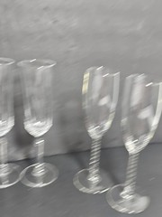 Crystal Champaign Mix Glasses Set Of 7 Princess Cruise 3 Twisted 2 & Diamond 2