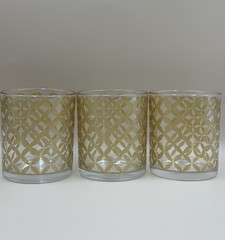 Vintage Italian Gold Geometric Atomic Glasses Set of 3 MCM 3” Cocktail Tumblers
