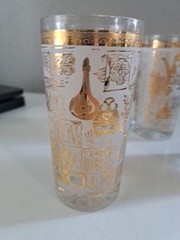 Vintage Hazel Atlas Glass lot of 4 Tumblers Colony 22kt Gold Accent Trim