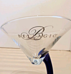 Bellagio Martini Glasses| Cobalt Blue| Curved Stem| Barware| Souvenir| Set Of 4